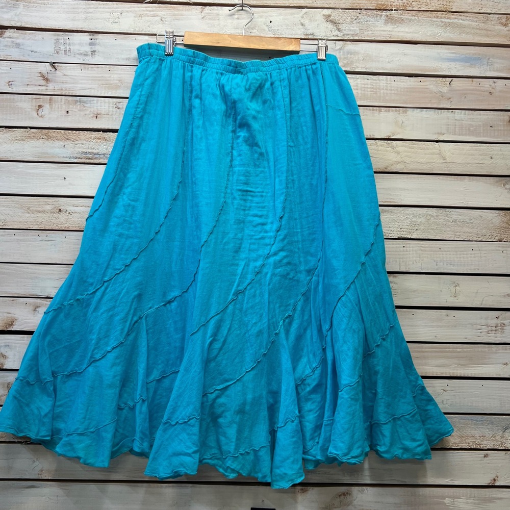 Vintage Studio West Blue Cotton Gauze Midi Skirt Boho Lagenlook Fairycore XL - Picture 5 of 7